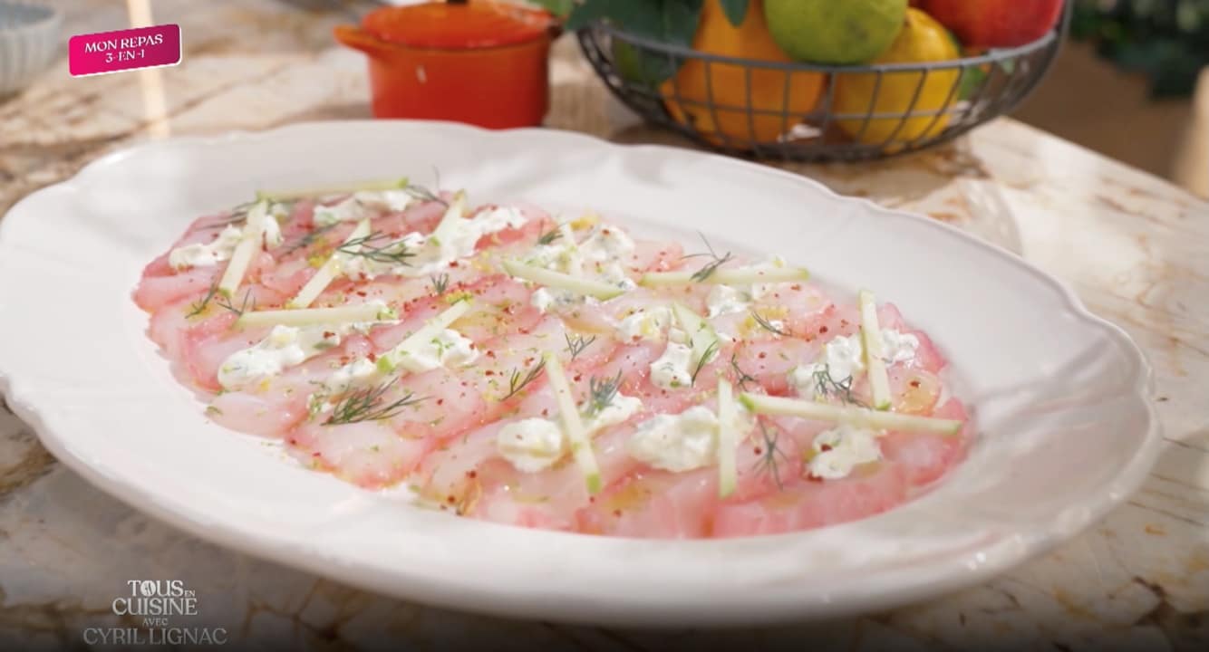 gravlax de lieu, betterave, crème de citron recette Cyril Lignac