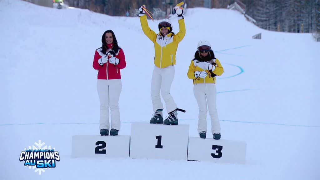 Le podium de filles sur le Super-G du 23 janvier dans les Apprentis Champions au ski