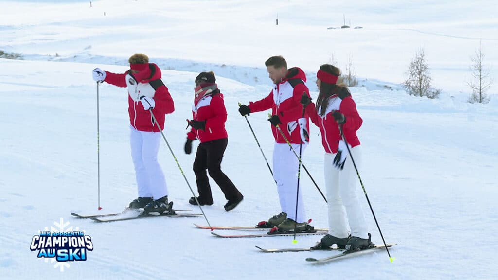 Les Rouges s'entraînent pour l'épreuve de biathlon dans Les Apprentis Champions au ski