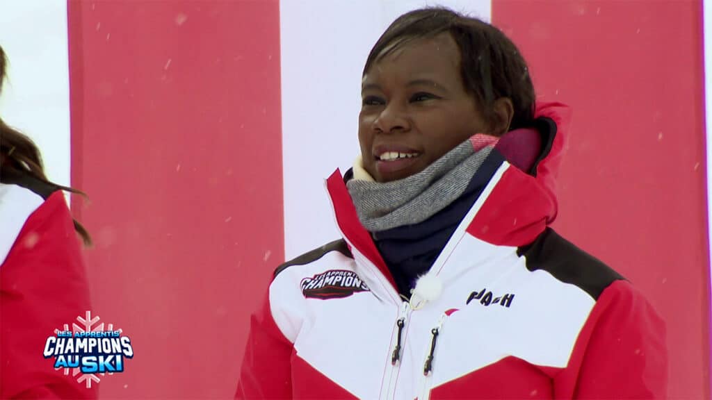 Surya Bonaly coach équipe rouge des Apprentis Champions au ski