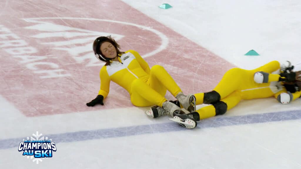 Tressia fait une mauvaise chute à cause d'Olivanie dans Les Apprentis Champions au ski du 28 janvier