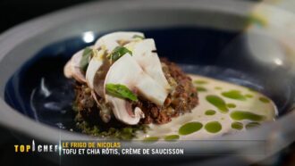 Recette tofu rôti façon steak et crème de saucisson (Top Chef 2026) : le pari audacieux de Nicolas
