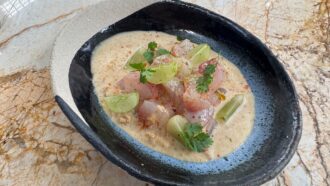 Tous en cuisine avec Cyril Lignac : recette du ceviche de poisson et crème à l'amande