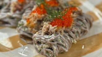 Tous en Cuisine avec Cyril Lignac du vendredi 3 juillet : recette de salade de nouilles, crème et poisson fumé